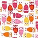 Urban Zoology Fabric by Ann Kelle for Robert Kaufman, Owls in Pink- Fat Quarter