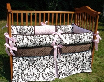 Custom Damask with Accent YOUR CHOICE To Customize Boutique Crib Nursery Bedding Set