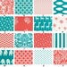 Custom Boutique Coral and Turquoise Palette Baby Nursery 3-Piece Crib Bedding Set made with Designer fabric