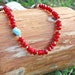 Velluto Grassetto-Red Velvety beads on leather