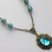 Aquamarine Necklace / Vintage Style / Glass Beaded Chain