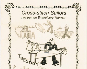 M405 - 1940 Navy Sailor X-stitch Hot Iron Transfer Embroidery pattern transfer cross stitch