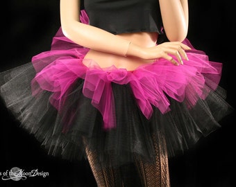 Layered two tone gothic adult dance tutu Black and fuchsia halloween -- You choose size -- Sisters of the Moon