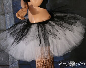Gothic Bat Girl tutu skirt adult black white halloween -- You Choose Size -- Sisters of the Moon