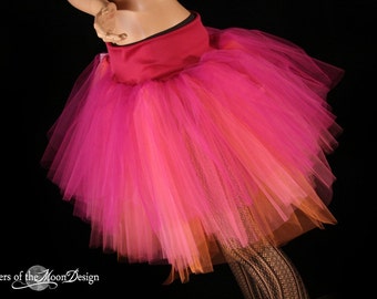 tutu skirt Adult Three Layer Petticoat fuchsia hot pink orange halloween bridal -- You Choose Size -- Sisters of the Moon