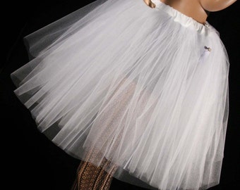 White Ice Tutu Skirt Romance dance knee length Adult wedding bridal petticoat glimmer --You Choose Size - Sisters of the Moon