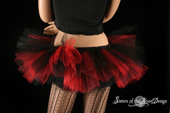 Peek A Boo Tutu Mini Micro Black Red Skirt Adult Halloween 9582