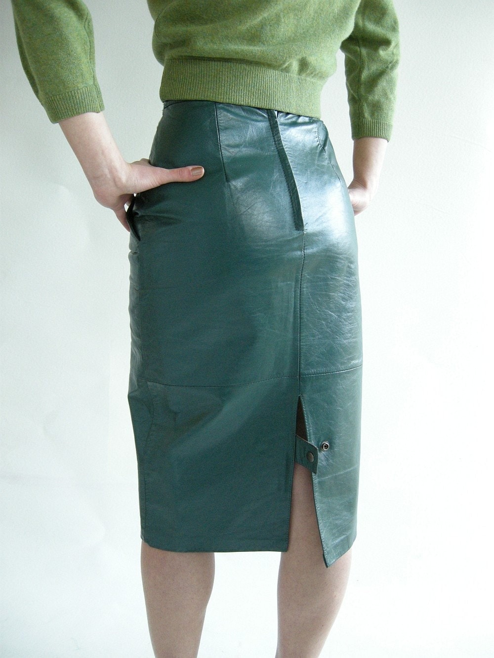 SEA Green Vintage S Leather Skirt XS High Waisted By Empressjade