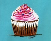Pink Butter Cream Cupcake Painting Print