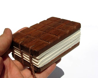 Melt Proof Chocolate Sandwich Notebar - Rosewood Hand Carved Mini Journal - Notebook - Wedding Guestbook by Tanja Sova