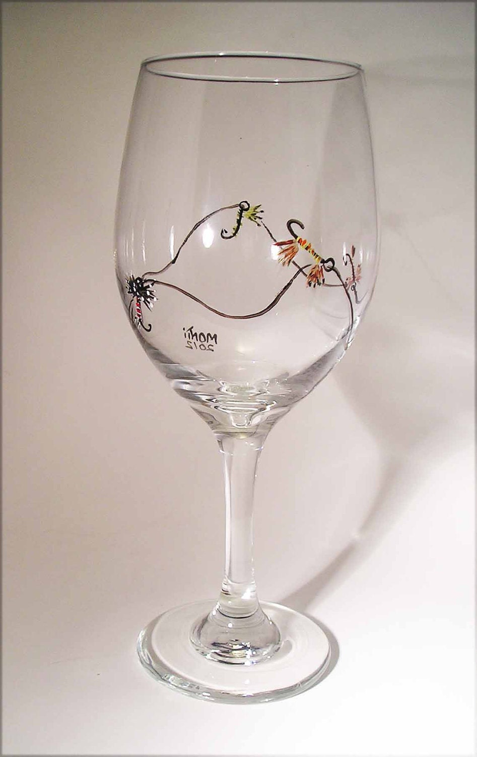 Fly Fishing Wine Glass by GlitznGlass on Etsy