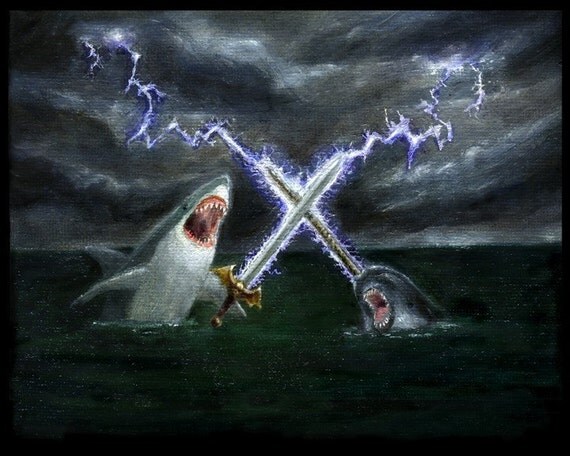 Shark Vs Narwhal 8x10 Print