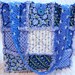 Rag Quilt Tote, Blue Ivy and Plaid, Handmade