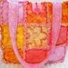 Pink Lemonade Batik Rag Quilt Tote, Handmade