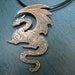Copper Dragon Necklace on Leather Cord Etched