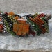 Free Form Peyote Stitch Beaded Bracelet Burnt Orange Green - Old Mexico New Mexico