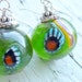 Vintage Green Glass Millefiore Sterling Silver Orb Earrings