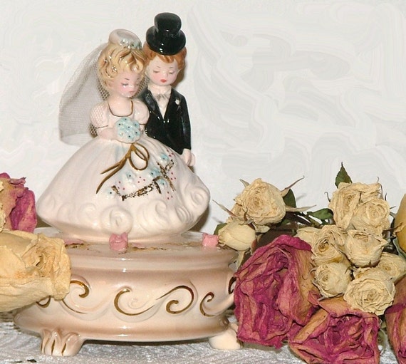 SALE A Josef Original Vintage Bride and Groom Music Box
