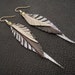 Metallic Leather Feather Earrings in brown, silver and gold