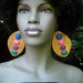 Bejeweled Retro Ostrich Egg Wood Earrings
