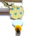 Necklace in Turquoise and Mustard Yellow with Stripes - Sunshine