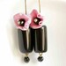 Dangle Earring in Black and Pink - Pink Ladies Poppy