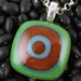 Pea Green, Caramel, Turqouise and Teal Fused Glass Pendant