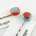 Tangerine and Turquoise Bobby Pins. 2 hairpins included. Handcrafted glass accessories.