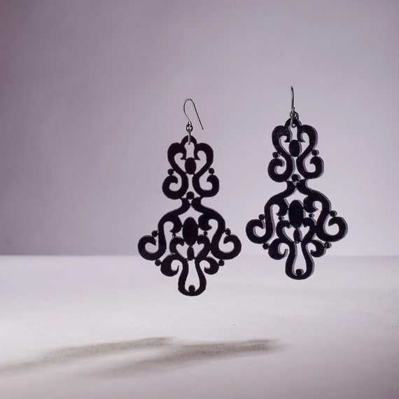 Black chandelier earrings by laurenkroberts on Etsy