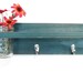 Wood Primitive Country Dark Emerald Green 2 Coat Hooks Cottage Wall Shelf