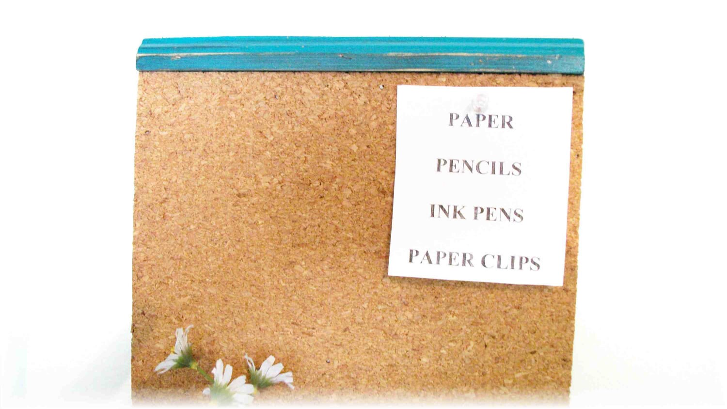 Wood Cork Board Message Center Hooks Dark Turquoise Color