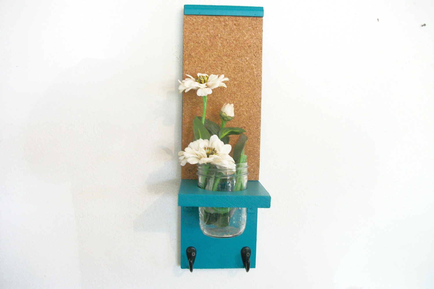 Wood Kitchen Hall Shelf Cork Bulletin Board Center by ACOUNTRYWAY