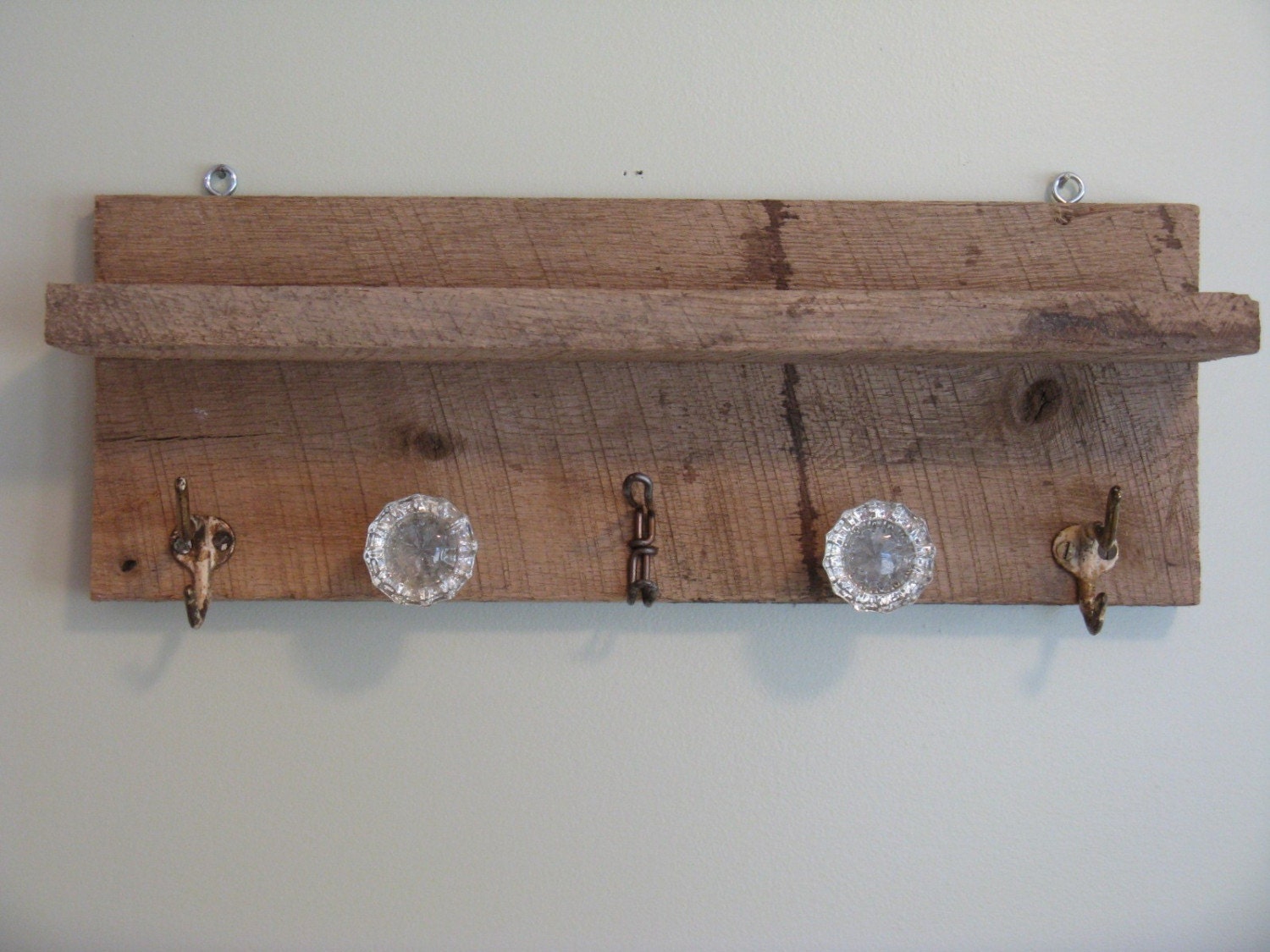 Crystal Knob Coat Rack and Shelf by RusticsReborn on Etsy