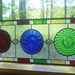 Rainbow Transom stained glass window panel vintage plates