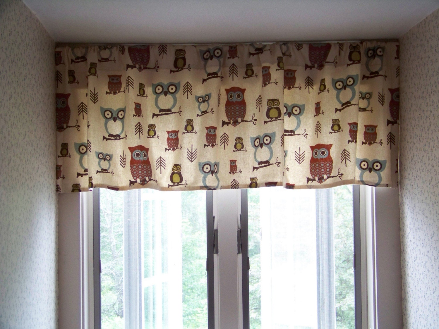 Owl Window Valance HOOTY OWL In Retro Print Fabric Village   Il Fullxfull.154173349 