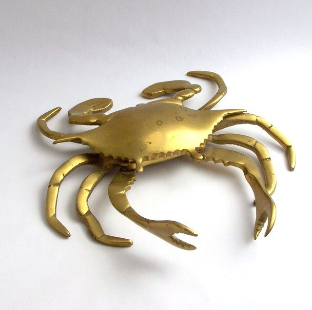 Vintage Brass Crab Ashtray