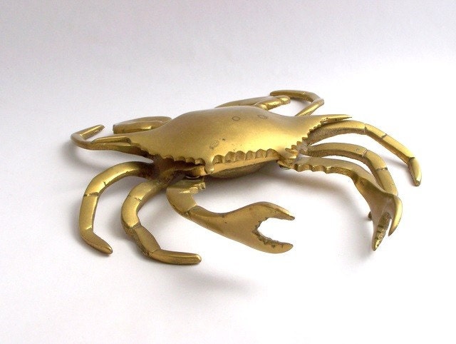 Vintage Brass Crab Ashtray