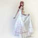 White and Red Strapless Ruffled Bustle Wedding Gown or Prom Dress - Small