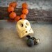 Giant Skull Necklace Gothic Handmade adjustable bohemian creepy beaded bone leather Halloween