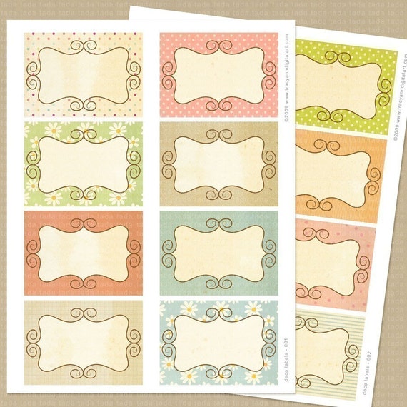 Printable Shabby Scrapbook Journal Cards make into labels