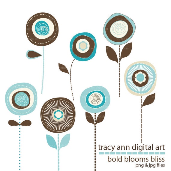 Items similar to Bliss Bold Blooms Clip Art , commercial and personal ...