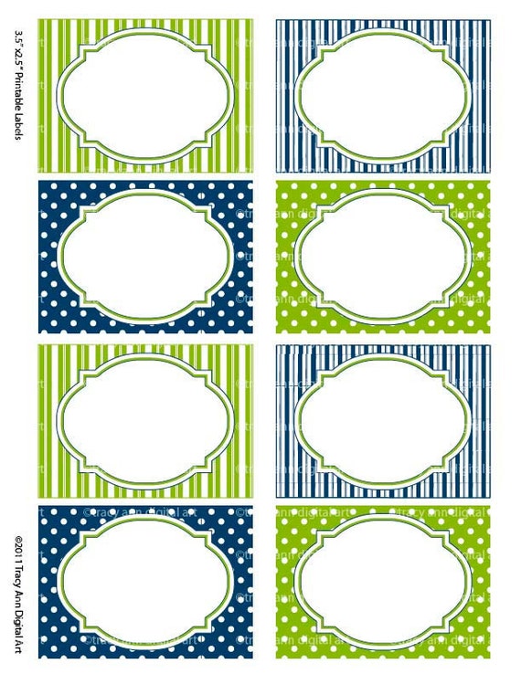 Blue and Green Print your own Labels/Cards by TracyAnnDigitalArt