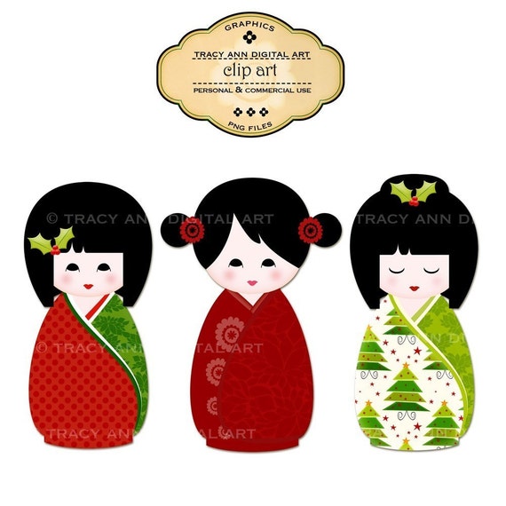 christmas kokeshi dolls