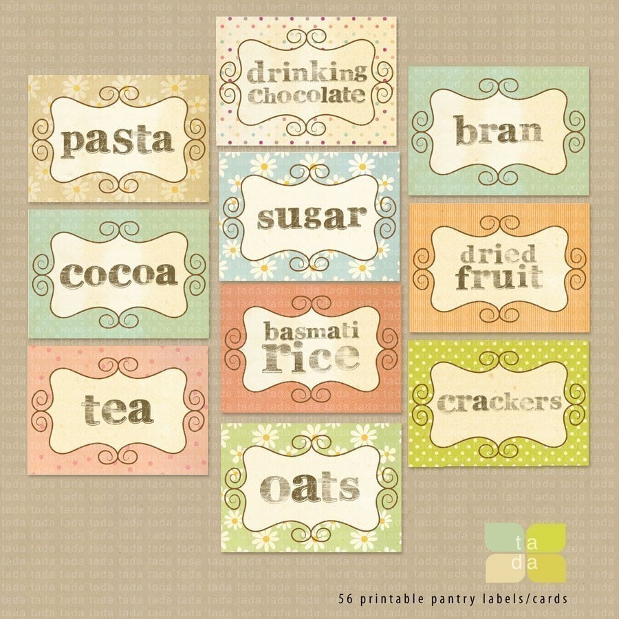 pantry kitchen stickers labels print your by tracyanndigitalart