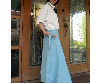 Boho Hippie Gypsy Blue Cotton Long Circle Wrap Skirt S-L (C1)