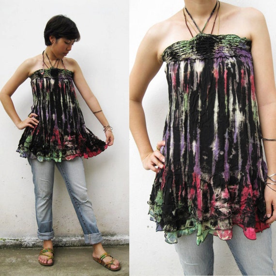 s a l e25 hippie boho halter tie dye top dress s a l e25 hippie boho halter tie dye top dress