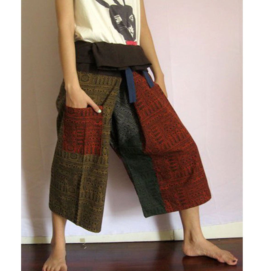 Thai fisherman Pants Cotton patchwork Ohm pattern size SML