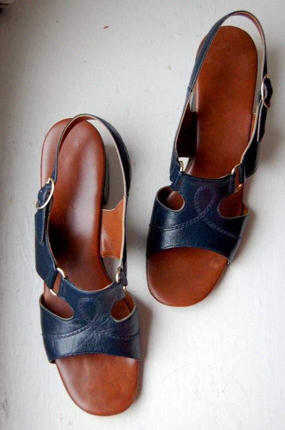 navy slingback sandals