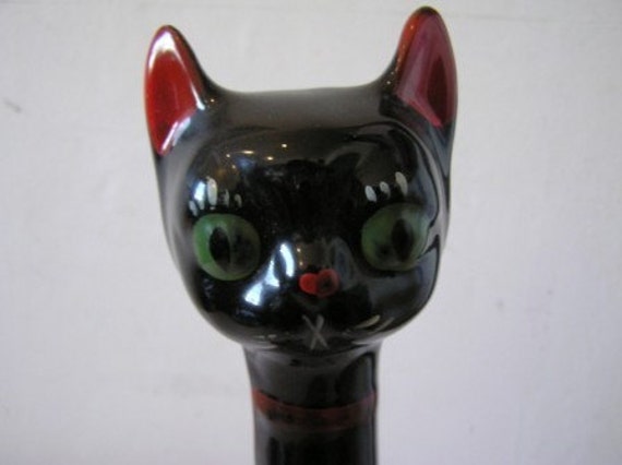 black cat ceramic statue