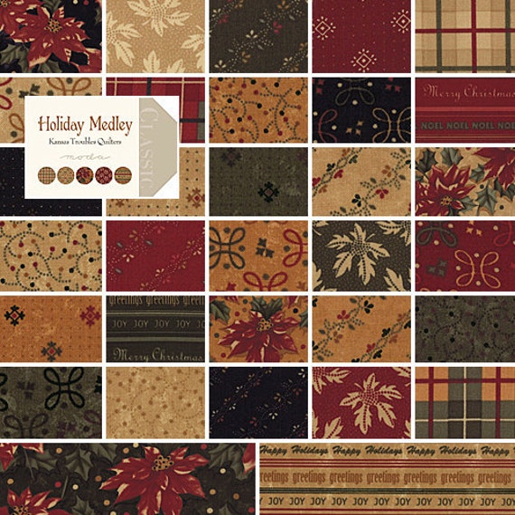 2022 Kansas Trouble Christmas Collection Kansas Troubles HOLIDAY MEDLEY 5 Charm Pack Fabric
